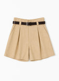 Short in misto lino beige