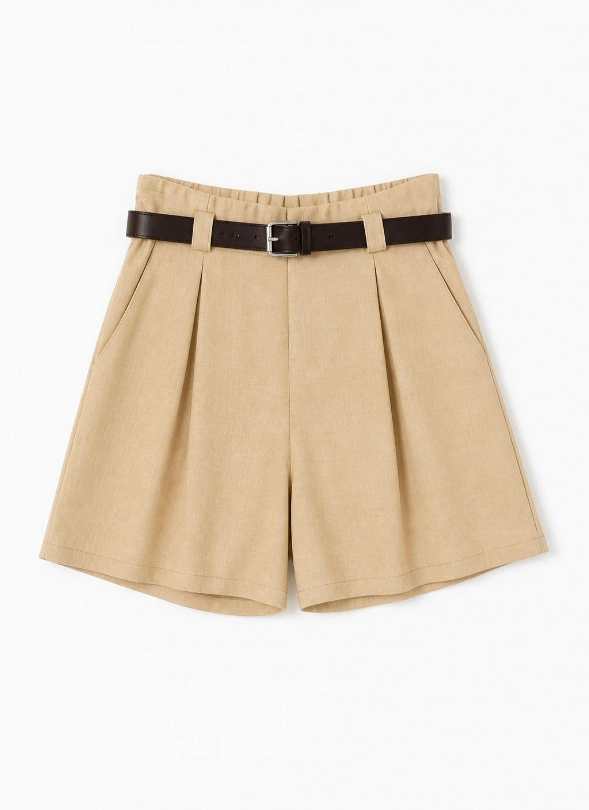 Short in misto lino beige