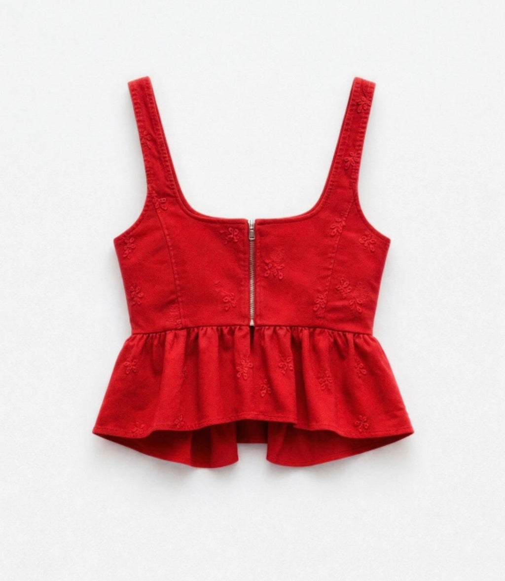 TOP A CORSETTO ROSSO
