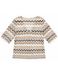 TOP IN MAGLIA TRAFORATA CON SCOLLO A V