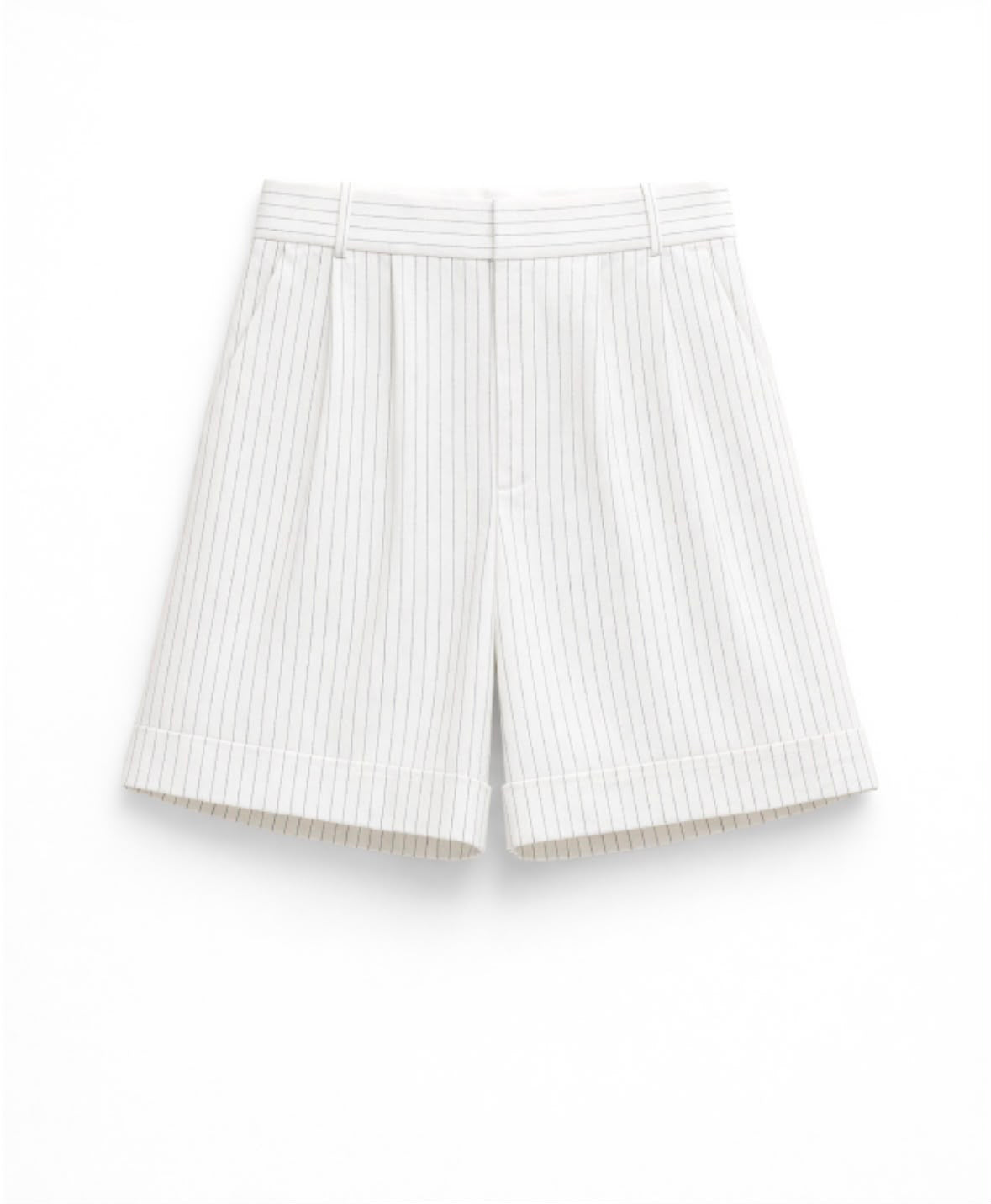 Bermuda gessato in misto lino