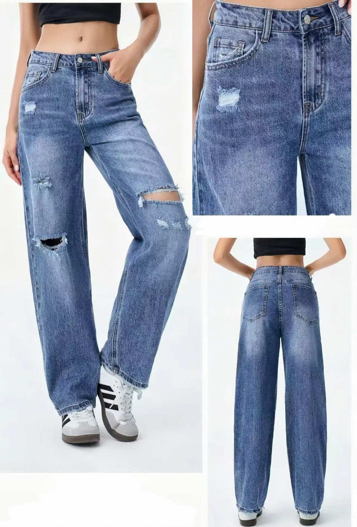 JEANS LUNGO CON STRAPPI