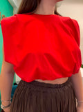 TOP CROP ROSSO CON SPALLINE STRUTTURATE