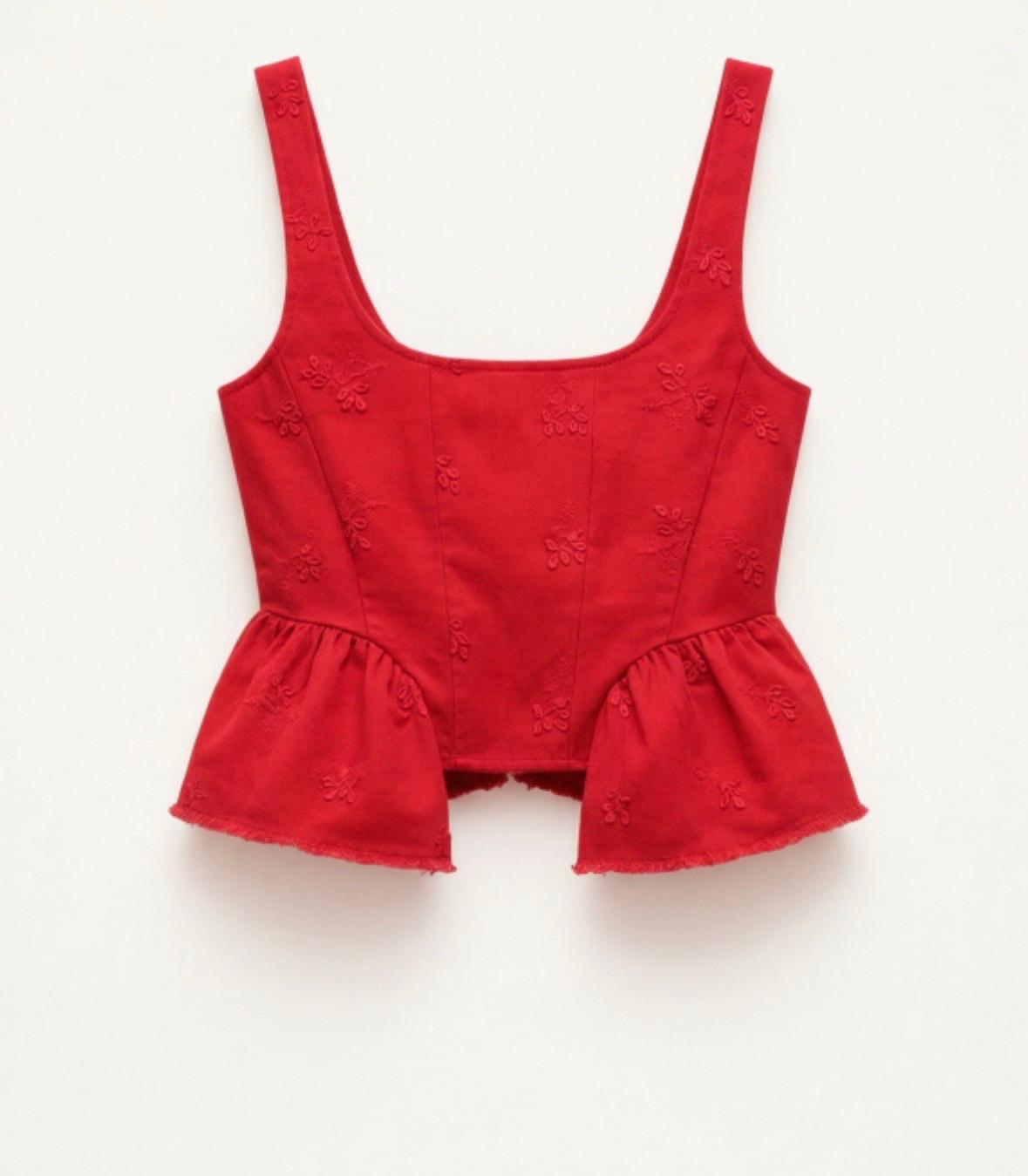 TOP A CORSETTO ROSSO